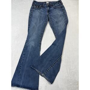 True Religion Womens Joey Low Rise Flare Bootcut Jeans Ocean Blue Size 28 Denim